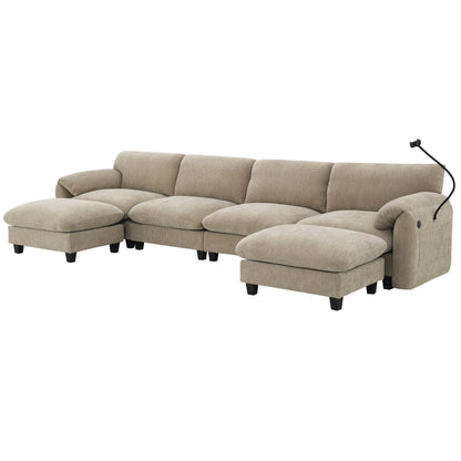 Modular Sectional Sofa, U-Shape With Extra-Wide Seat Cushion, Usb And Type-C Charger, Phone Holder And 2 Side Storage Pockets