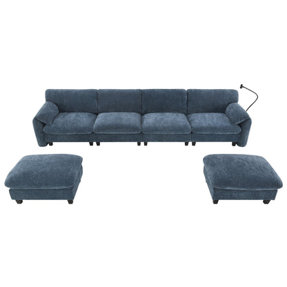 Modular Sectional Sofa, U-Shape With Extra-Wide Seat Cushion, Usb And Type-C Charger, Phone Holder And 2 Side Storage Pockets