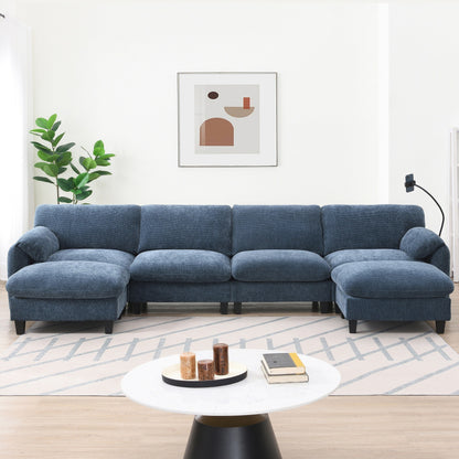Modular Sectional Sofa, U-Shape With Extra-Wide Seat Cushion, Usb And Type-C Charger, Phone Holder And 2 Side Storage Pockets