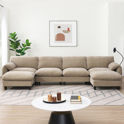 Modular Sectional Sofa, U-Shape With Extra-Wide Seat Cushion, Usb And Type-C Charger, Phone Holder And 2 Side Storage Pockets