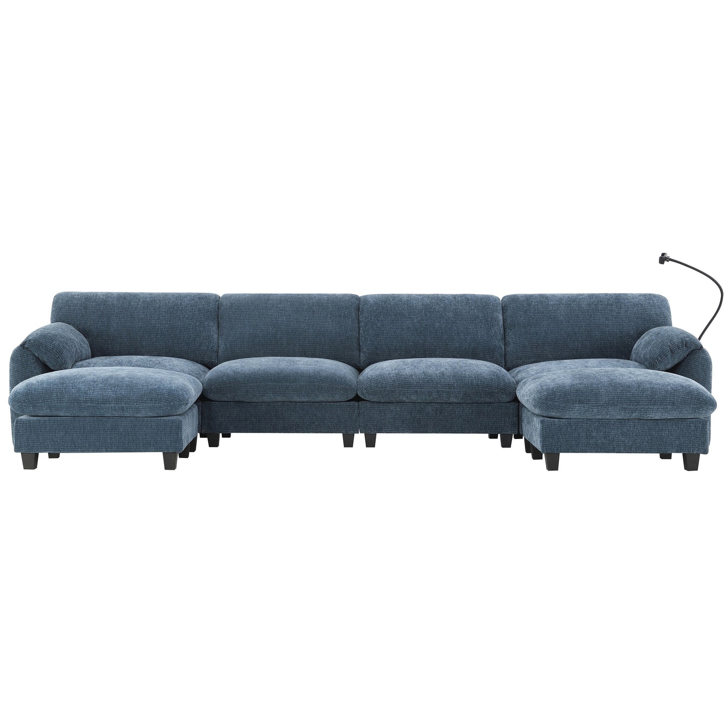 Modular Sectional Sofa, U-Shape With Extra-Wide Seat Cushion, Usb And Type-C Charger, Phone Holder And 2 Side Storage Pockets