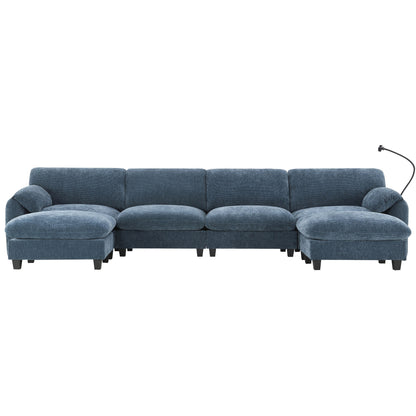 Modular Sectional Sofa, U-Shape With Extra-Wide Seat Cushion, Usb And Type-C Charger, Phone Holder And 2 Side Storage Pockets