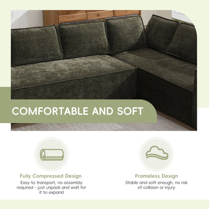 Modular Sectional Sofa,6 Seat Wrinkle-Resistant Chenille Couch Set,2 Pc Free Combination,Modern L-Shaped Cloud Sofa Set