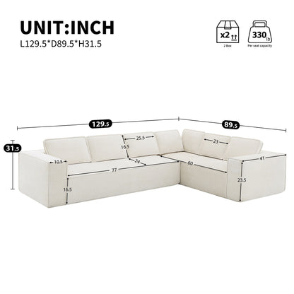 Modular Sectional Sofa,6 Seat Wrinkle-Resistant Chenille Couch Set,2 Pc Free Combination,Modern L-Shaped Cloud Sofa Set