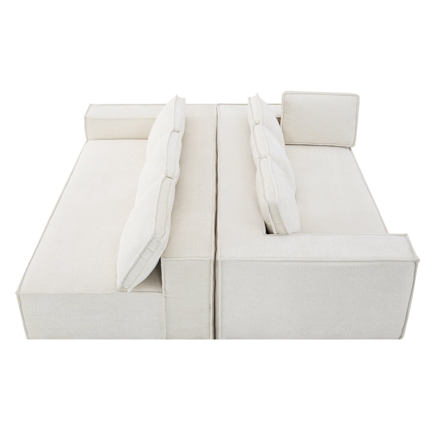 Modular Sectional Sofa,6 Seat Wrinkle-Resistant Chenille Couch Set,2 Pc Free Combination,Modern L-Shaped Cloud Sofa Set