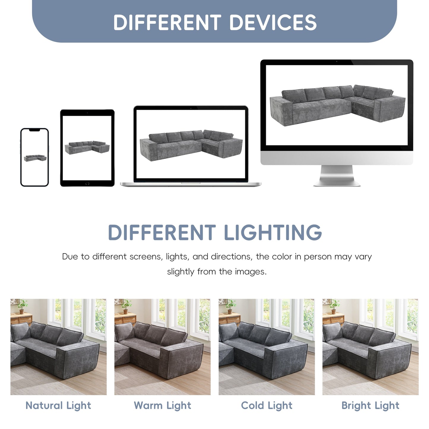 Modular Sectional Sofa,6 Seat Wrinkle-Resistant Chenille Couch Set,2 Pc Free Combination,Modern L-Shaped Cloud Sofa Set