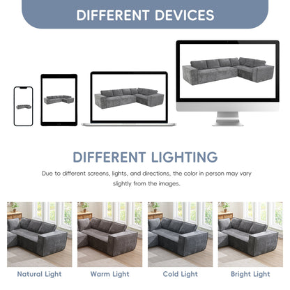 Modular Sectional Sofa,6 Seat Wrinkle-Resistant Chenille Couch Set,2 Pc Free Combination,Modern L-Shaped Cloud Sofa Set