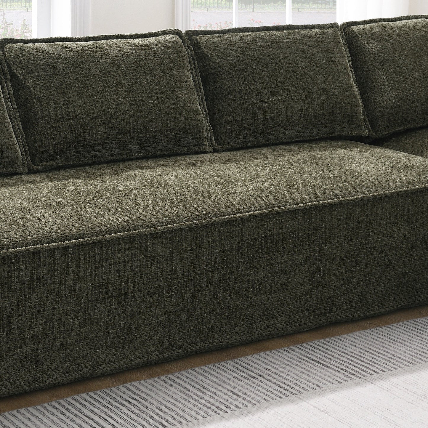 Modular Sectional Sofa,6 Seat Wrinkle-Resistant Chenille Couch Set,2 Pc Free Combination,Modern L-Shaped Cloud Sofa Set