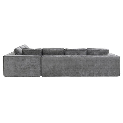 Modular Sectional Sofa,6 Seat Wrinkle-Resistant Chenille Couch Set,2 Pc Free Combination,Modern L-Shaped Cloud Sofa Set