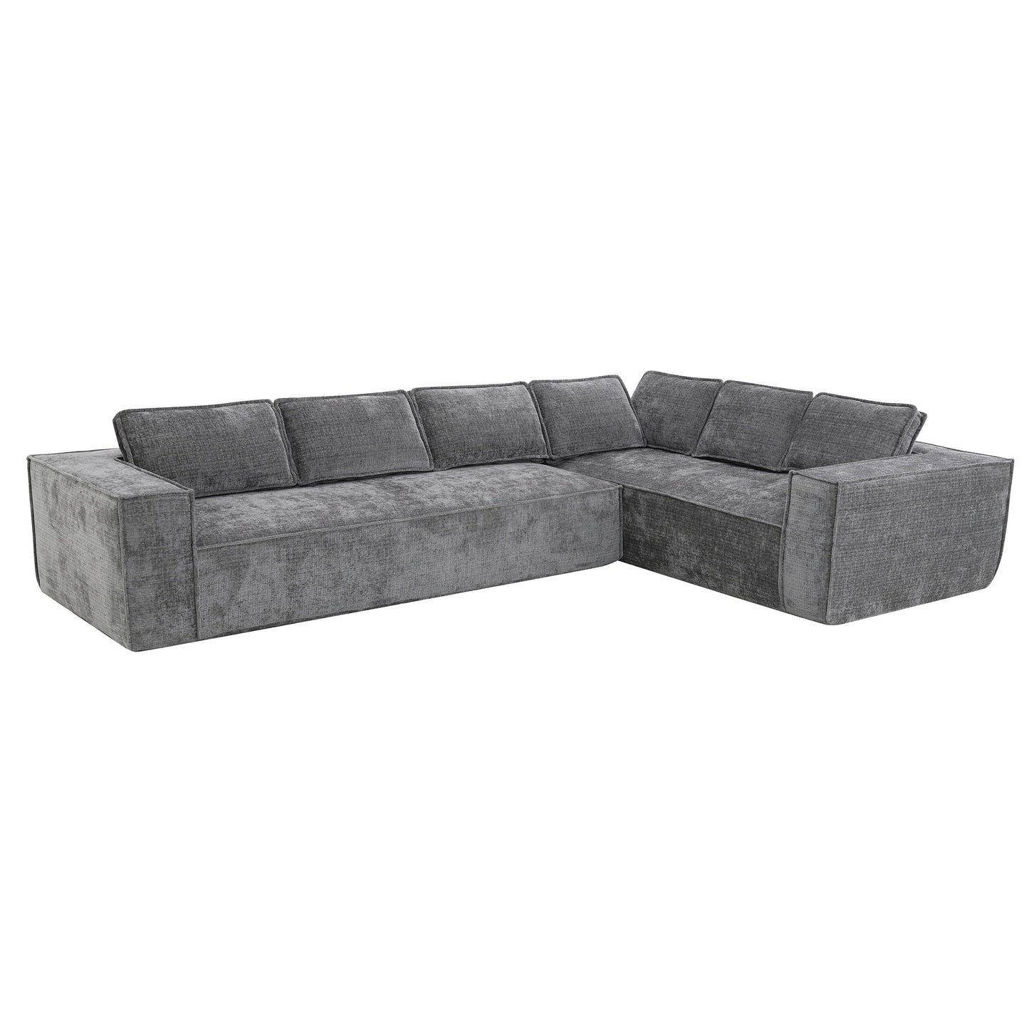 Modular Sectional Sofa,6 Seat Wrinkle-Resistant Chenille Couch Set,2 Pc Free Combination,Modern L-Shaped Cloud Sofa Set