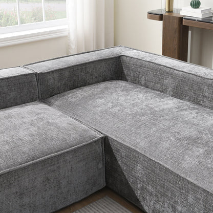 Modular Sectional Sofa,6 Seat Wrinkle-Resistant Chenille Couch Set,2 Pc Free Combination,Modern L-Shaped Cloud Sofa Set