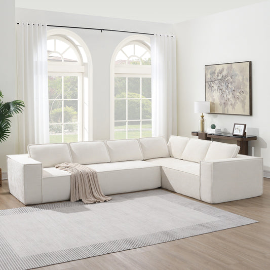 Modular Sectional Sofa,6 Seat Wrinkle-Resistant Chenille Couch Set,2 Pc Free Combination,Modern L-Shaped Cloud Sofa Set