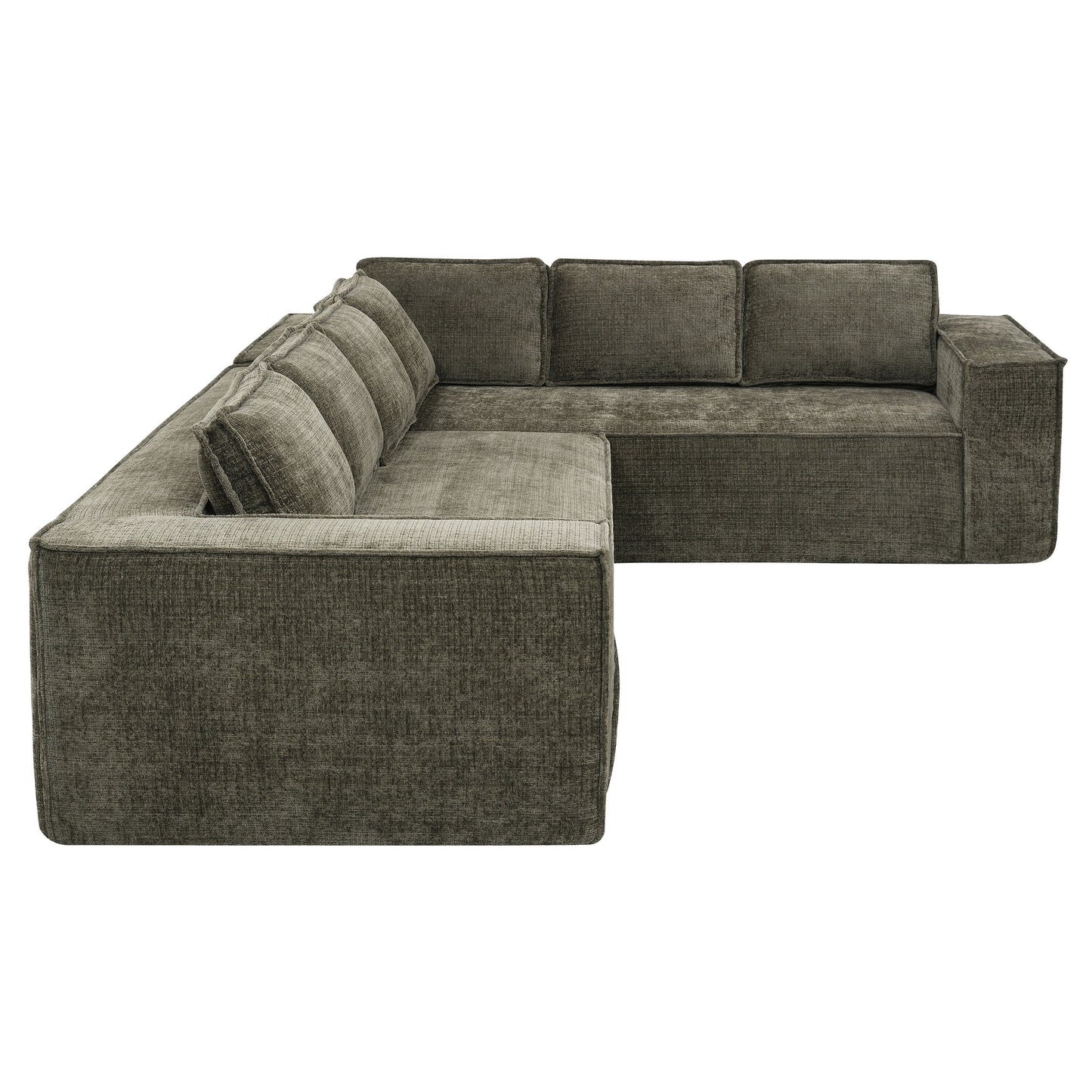 Modular Sectional Sofa,6 Seat Wrinkle-Resistant Chenille Couch Set,2 Pc Free Combination,Modern L-Shaped Cloud Sofa Set