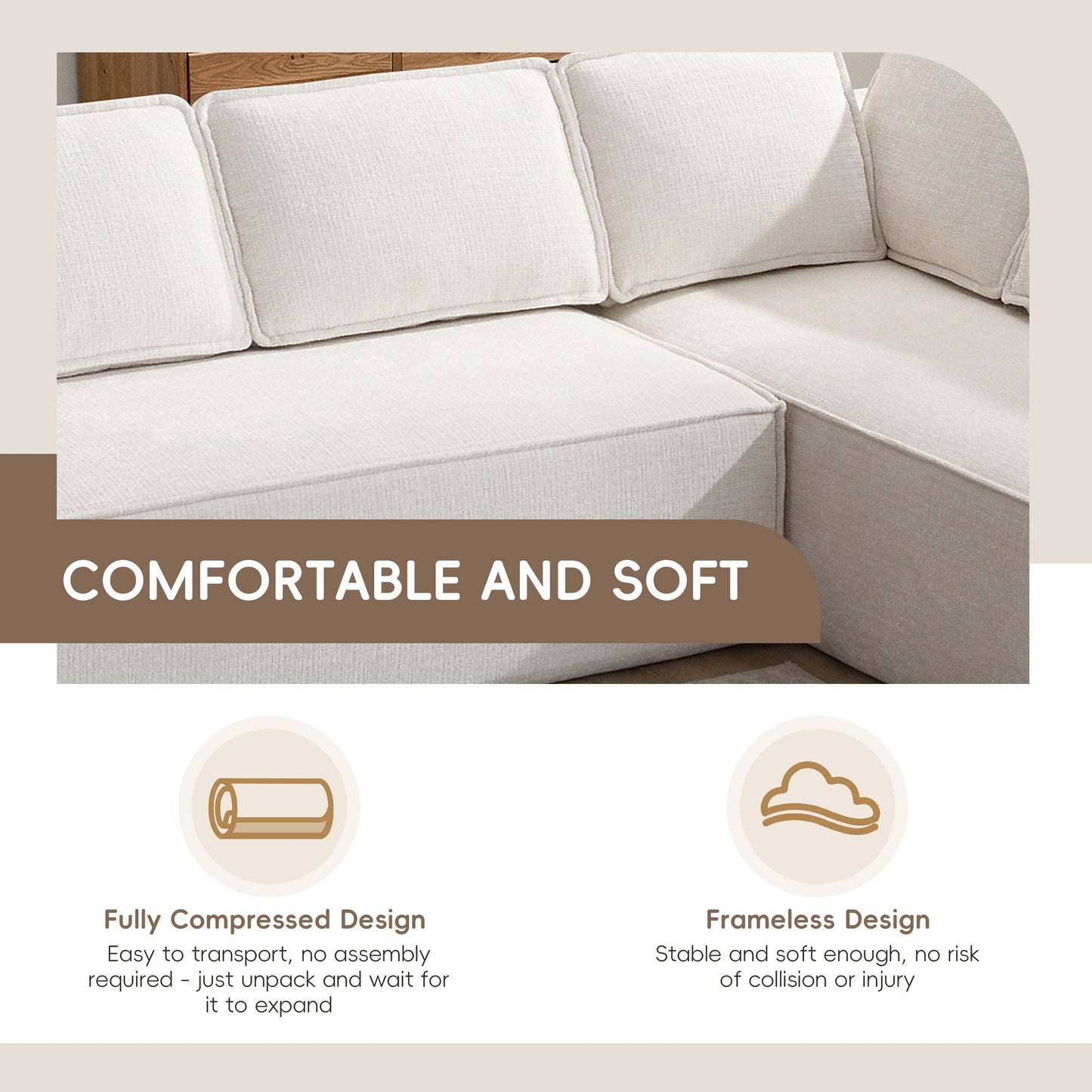 Modular Sectional Sofa,6 Seat Wrinkle-Resistant Chenille Couch Set,2 Pc Free Combination,Modern L-Shaped Cloud Sofa Set