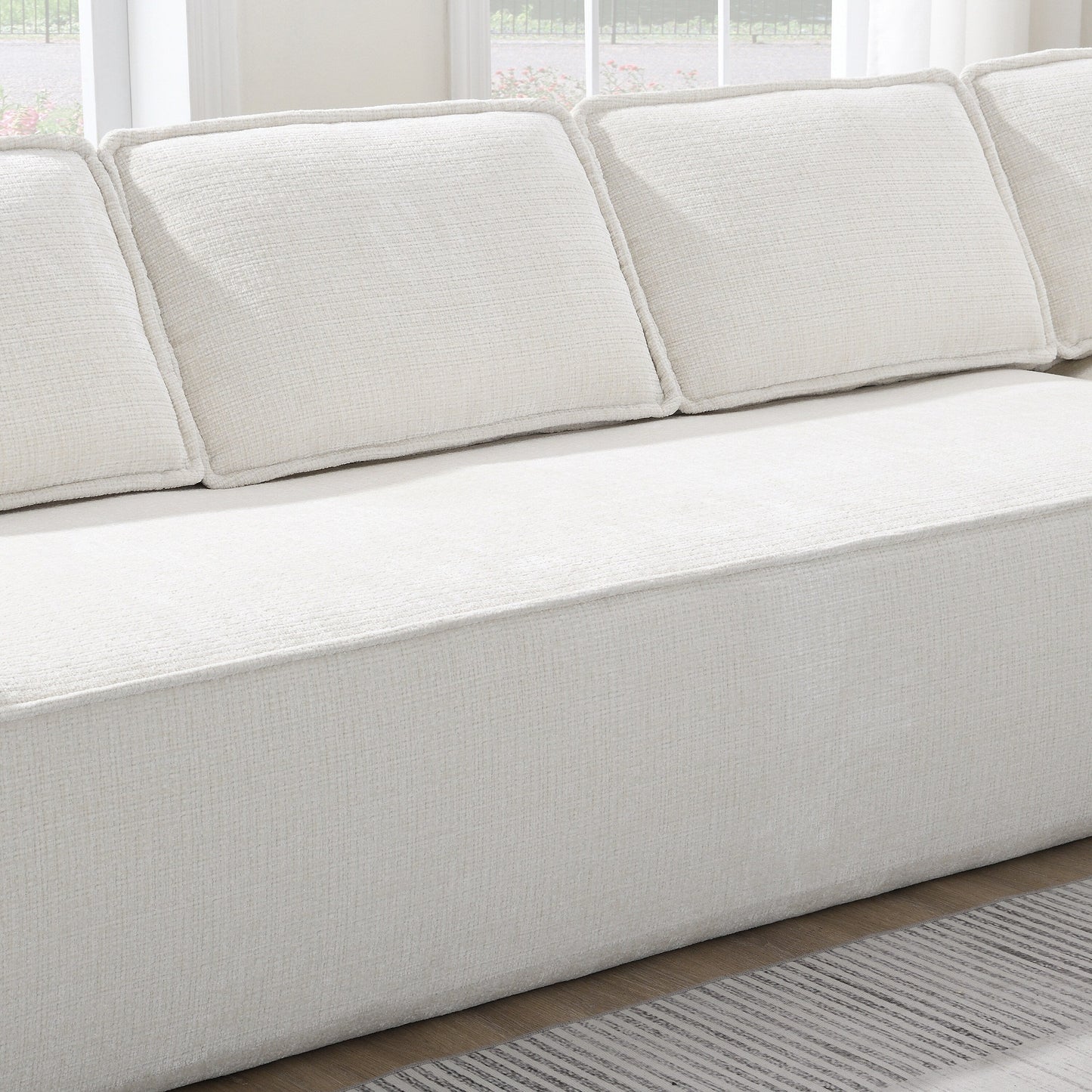 Modular Sectional Sofa,6 Seat Wrinkle-Resistant Chenille Couch Set,2 Pc Free Combination,Modern L-Shaped Cloud Sofa Set