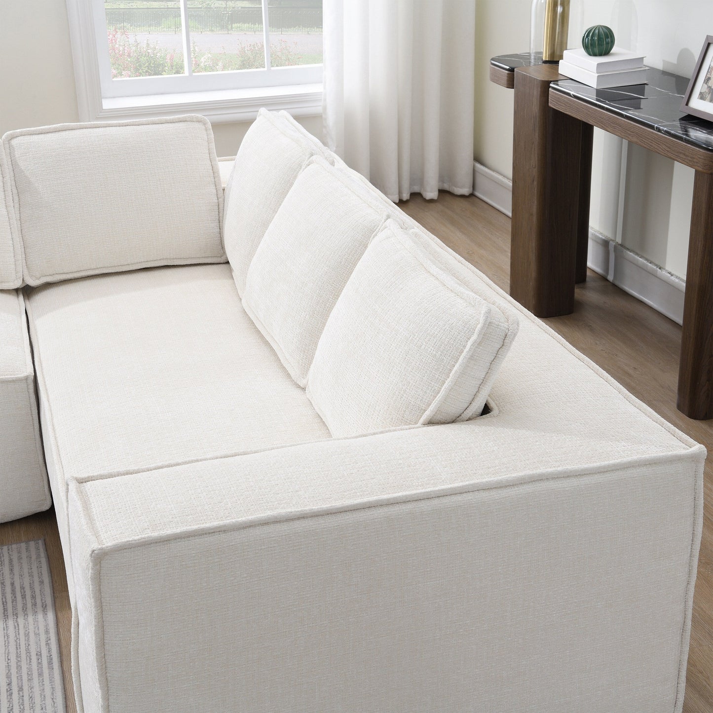 Modular Sectional Sofa,6 Seat Wrinkle-Resistant Chenille Couch Set,2 Pc Free Combination,Modern L-Shaped Cloud Sofa Set