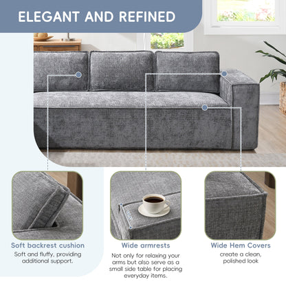 Modular Sectional Sofa,6 Seat Wrinkle-Resistant Chenille Couch Set,2 Pc Free Combination,Modern L-Shaped Cloud Sofa Set