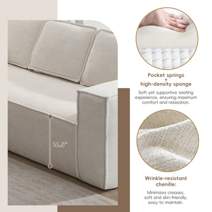 Modular Sectional Sofa,6 Seat Wrinkle-Resistant Chenille Couch Set,2 Pc Free Combination,Modern L-Shaped Cloud Sofa Set