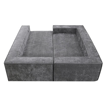 Modular Sectional Sofa,6 Seat Wrinkle-Resistant Chenille Couch Set,2 Pc Free Combination,Modern L-Shaped Cloud Sofa Set