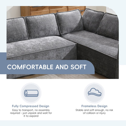 Modular Sectional Sofa,6 Seat Wrinkle-Resistant Chenille Couch Set,2 Pc Free Combination,Modern L-Shaped Cloud Sofa Set