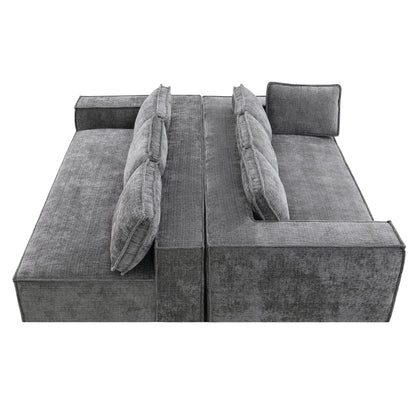 Modular Sectional Sofa,6 Seat Wrinkle-Resistant Chenille Couch Set,2 Pc Free Combination,Modern L-Shaped Cloud Sofa Set