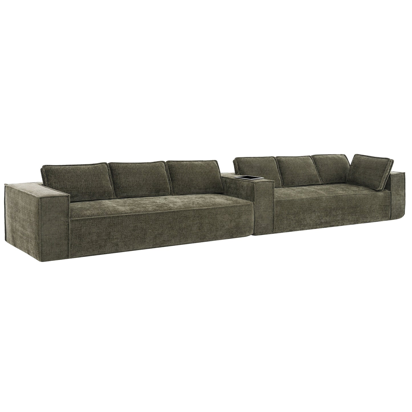 Modular Sectional Sofa,6 Seat Wrinkle-Resistant Chenille Couch Set,2 Pc Free Combination,Modern L-Shaped Cloud Sofa Set