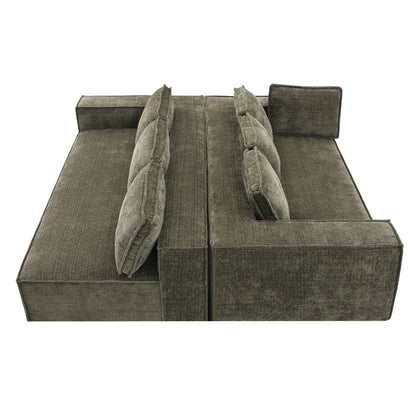 Modular Sectional Sofa,6 Seat Wrinkle-Resistant Chenille Couch Set,2 Pc Free Combination,Modern L-Shaped Cloud Sofa Set