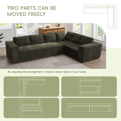 Modular Sectional Sofa,6 Seat Wrinkle-Resistant Chenille Couch Set,2 Pc Free Combination,Modern L-Shaped Cloud Sofa Set