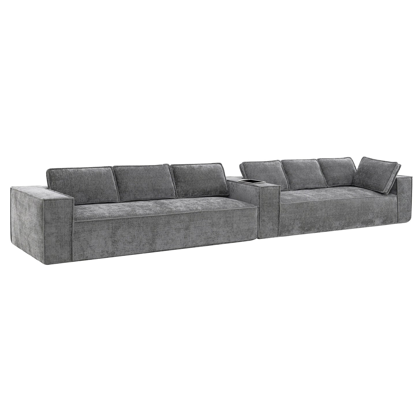 Modular Sectional Sofa,6 Seat Wrinkle-Resistant Chenille Couch Set,2 Pc Free Combination,Modern L-Shaped Cloud Sofa Set