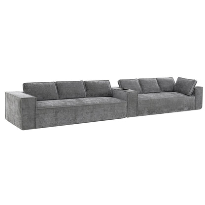 Modular Sectional Sofa,6 Seat Wrinkle-Resistant Chenille Couch Set,2 Pc Free Combination,Modern L-Shaped Cloud Sofa Set