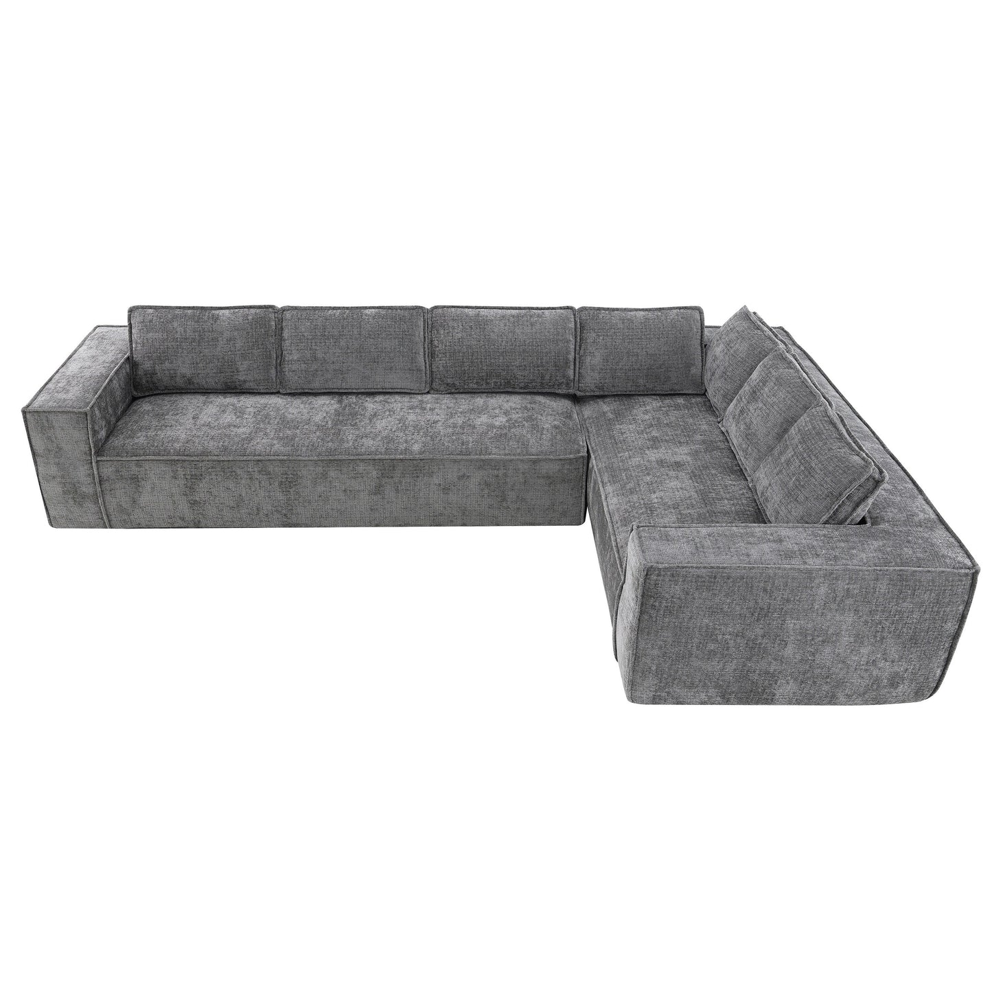 Modular Sectional Sofa,6 Seat Wrinkle-Resistant Chenille Couch Set,2 Pc Free Combination,Modern L-Shaped Cloud Sofa Set