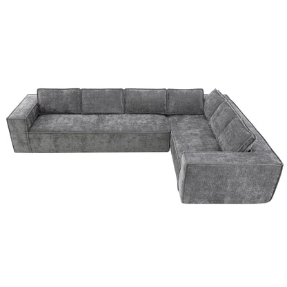 Modular Sectional Sofa,6 Seat Wrinkle-Resistant Chenille Couch Set,2 Pc Free Combination,Modern L-Shaped Cloud Sofa Set