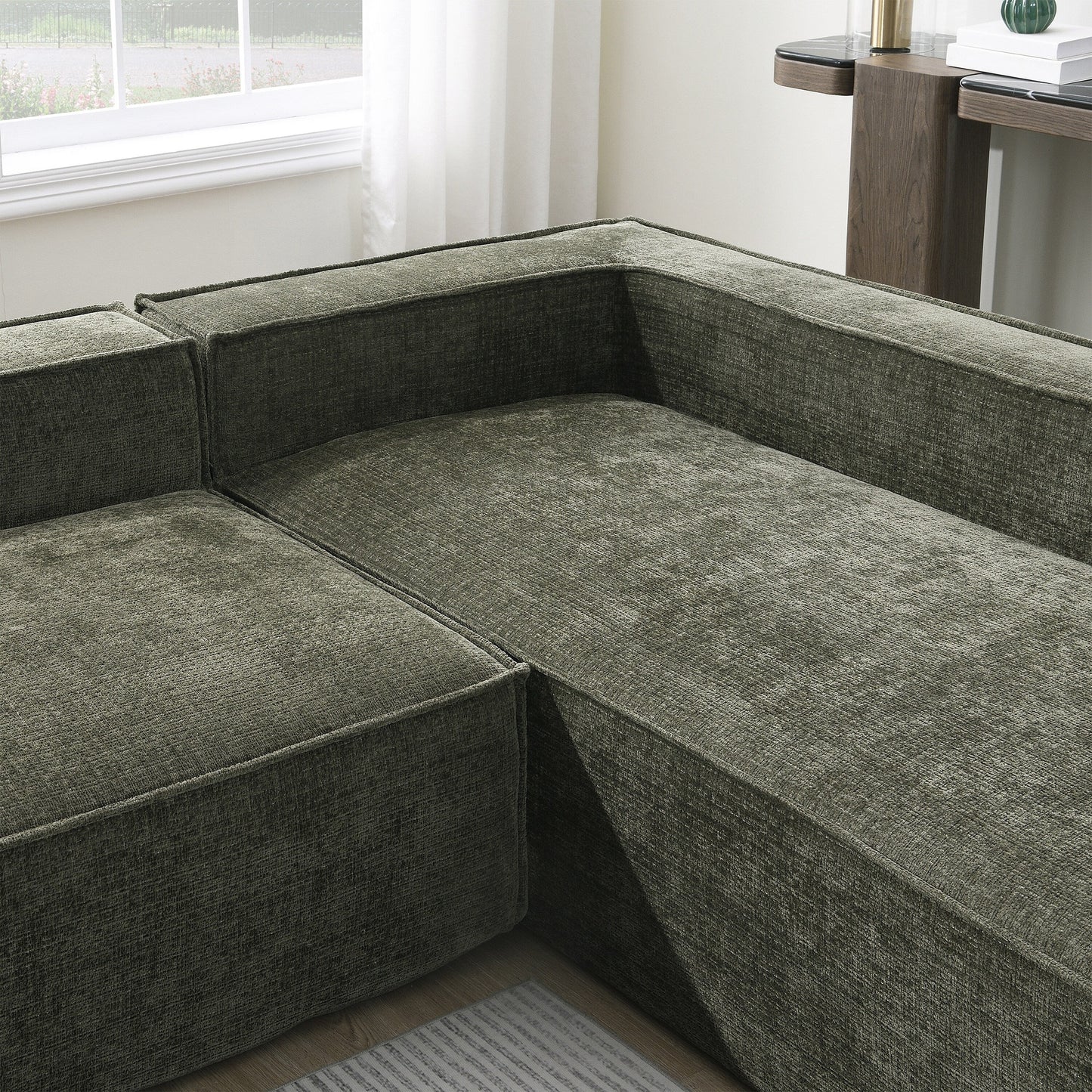 Modular Sectional Sofa,6 Seat Wrinkle-Resistant Chenille Couch Set,2 Pc Free Combination,Modern L-Shaped Cloud Sofa Set