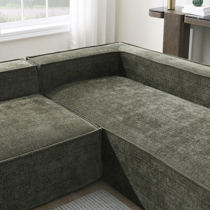Modular Sectional Sofa,6 Seat Wrinkle-Resistant Chenille Couch Set,2 Pc Free Combination,Modern L-Shaped Cloud Sofa Set