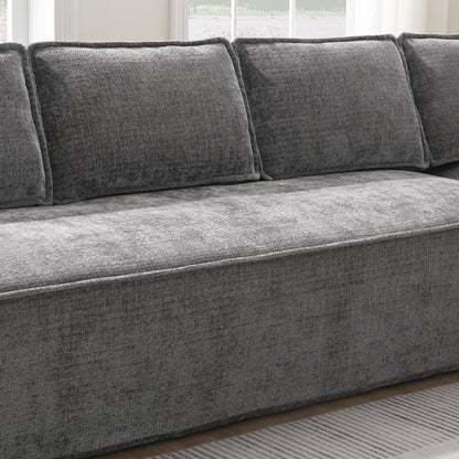 Modular Sectional Sofa,6 Seat Wrinkle-Resistant Chenille Couch Set,2 Pc Free Combination,Modern L-Shaped Cloud Sofa Set