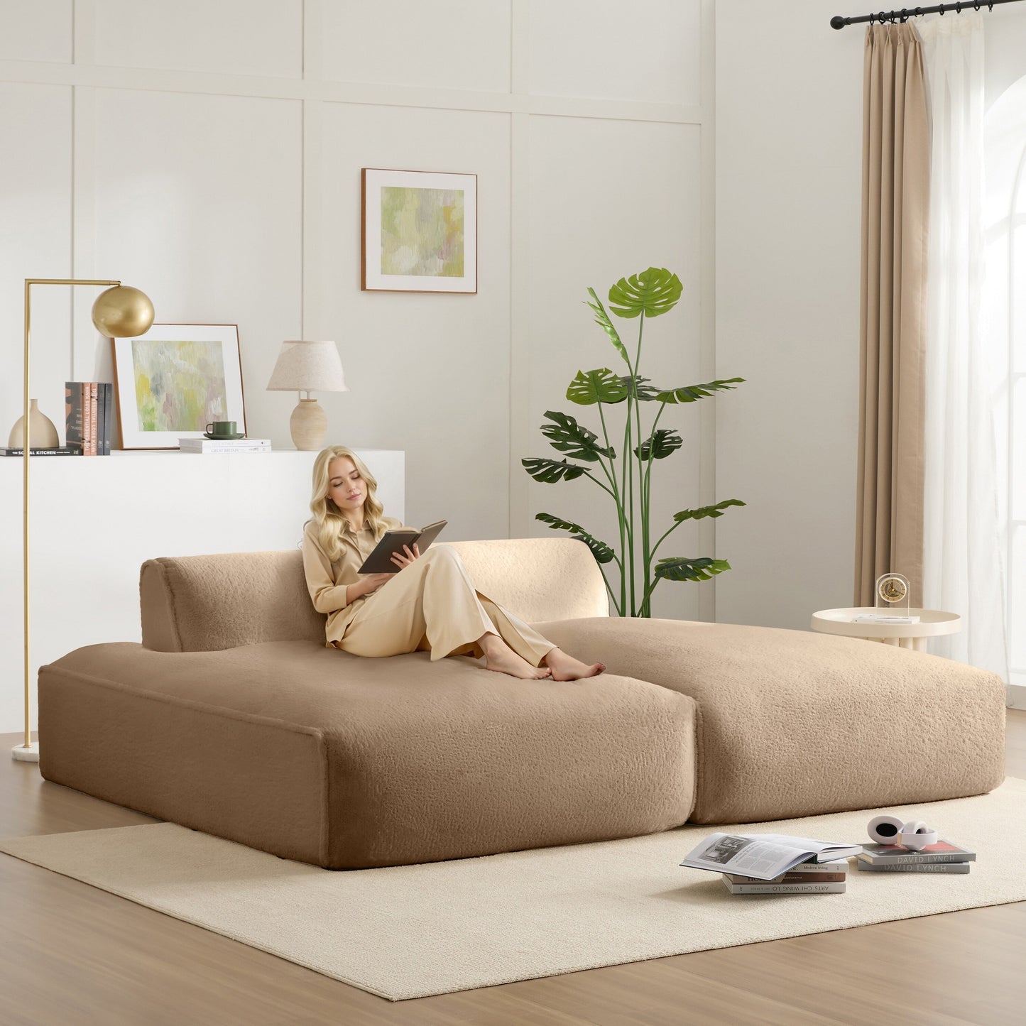 Modular Sectional Sofa,Fully Compressed,Spacious Foam-Filled Sofa Bed For Living Room,Elderly - Friendly Design