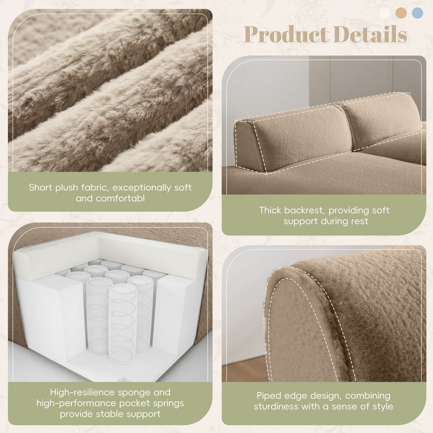 Modular Sectional Sofa,Fully Compressed,Spacious Foam-Filled Sofa Bed For Living Room,Elderly - Friendly Design