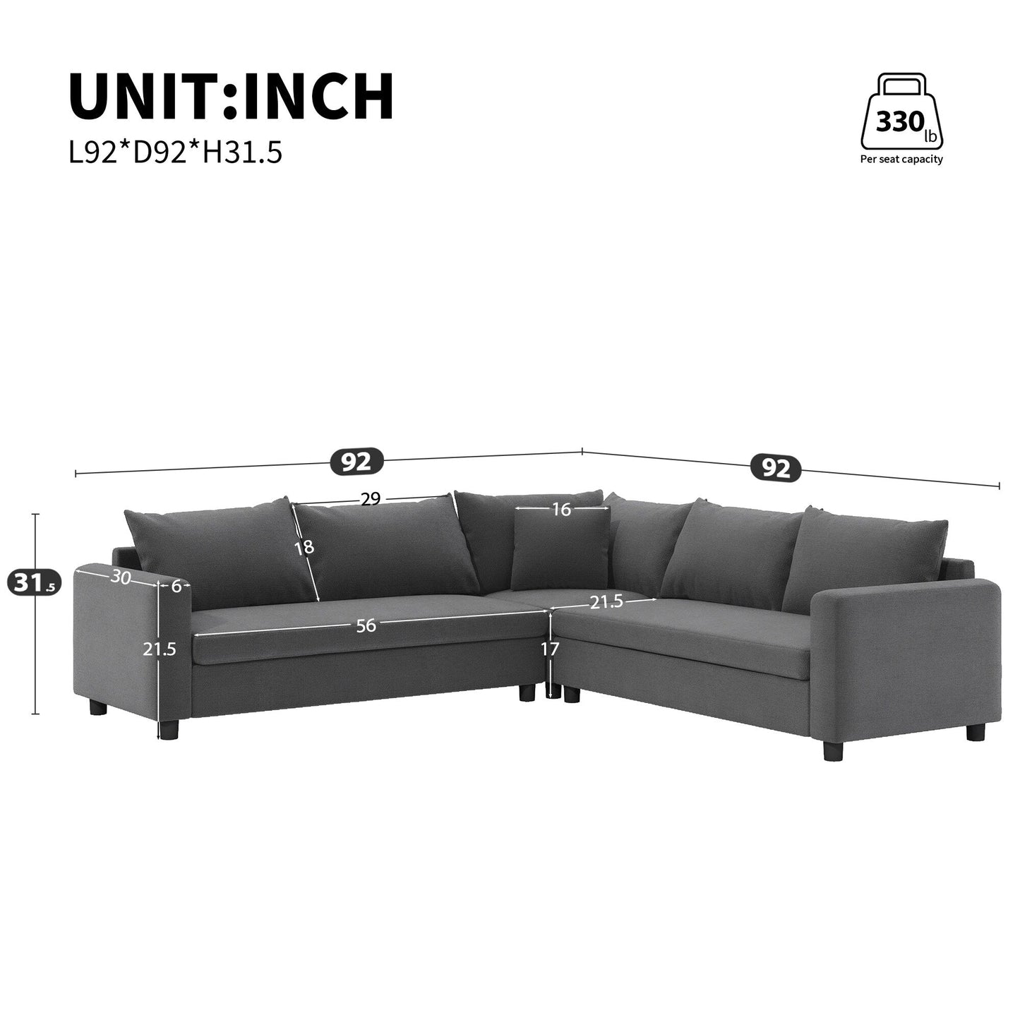Modular Sectional Sofa,L Shaped Chenille Corner Couch Set With Wide Seat Sofa With Pillow