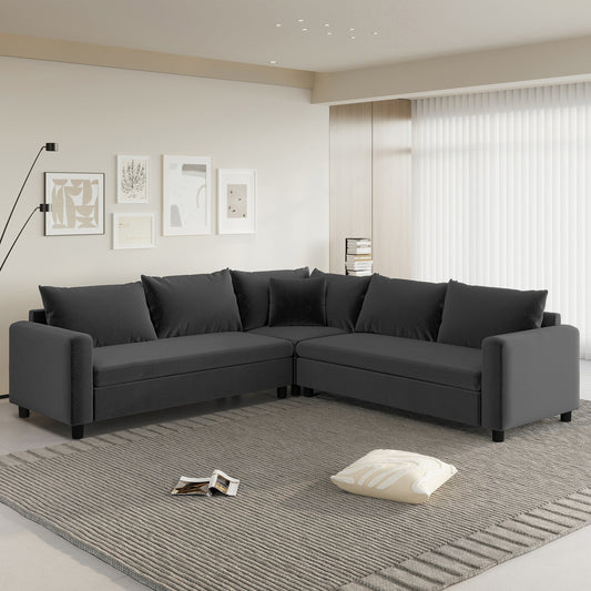 Modular Sectional Sofa,L Shaped Chenille Corner Couch Set With Wide Seat Sofa With Pillow