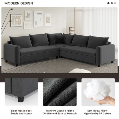 Modular Sectional Sofa,L Shaped Chenille Corner Couch Set With Wide Seat Sofa With Pillow