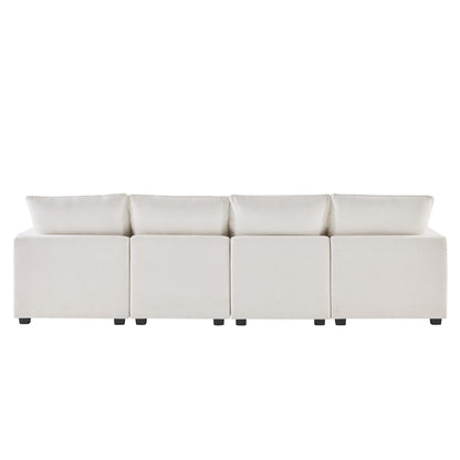 Modular Sofa, 4 Seat Chenille Sectional Couch Set With 2 Pillows Included, Freely Combinable
