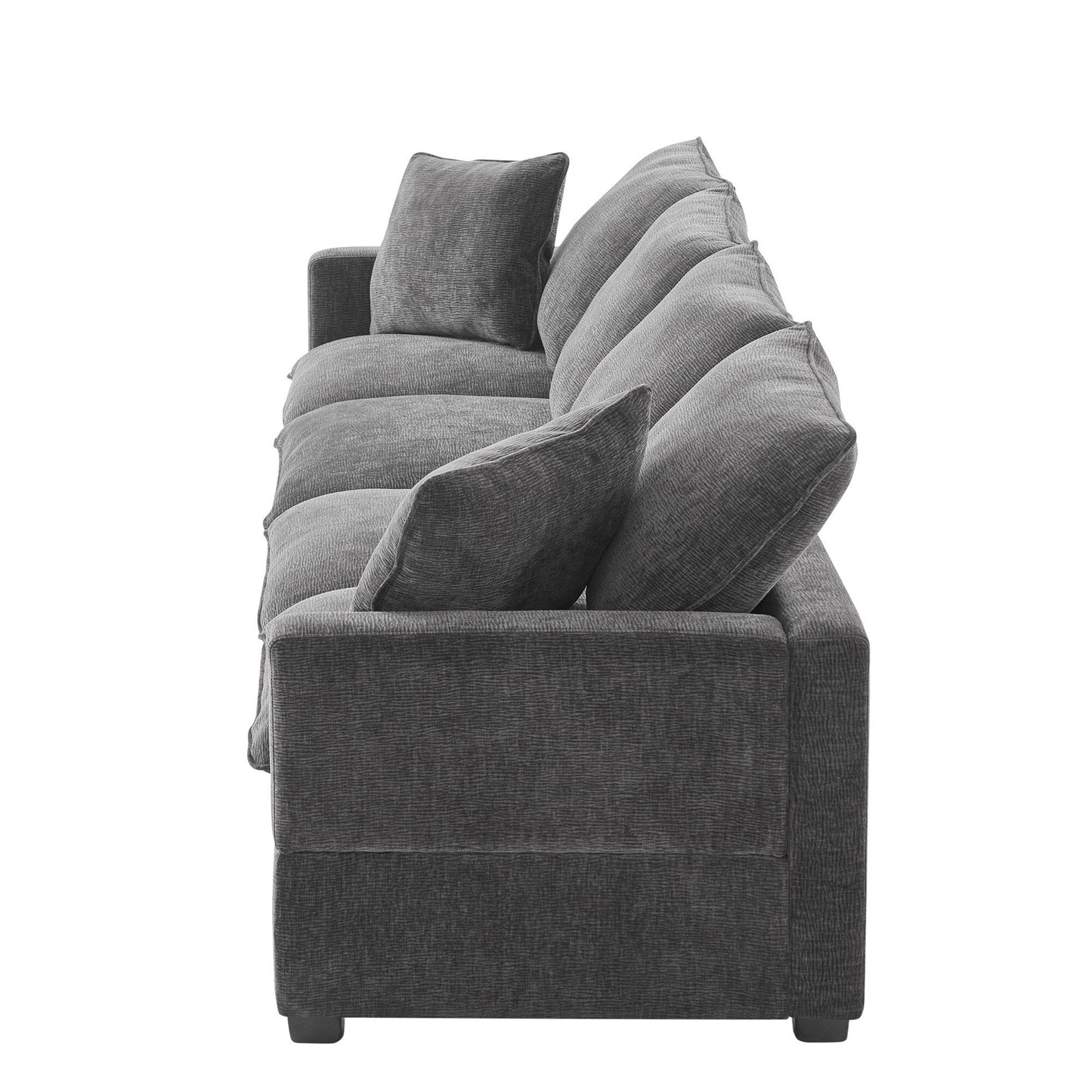 Modular Sofa, 4 Seat Chenille Sectional Couch Set With 2 Pillows Included, Freely Combinable