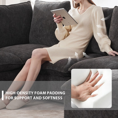 Modular Sofa, 4 Seat Chenille Sectional Couch Set With 2 Pillows Included, Freely Combinable