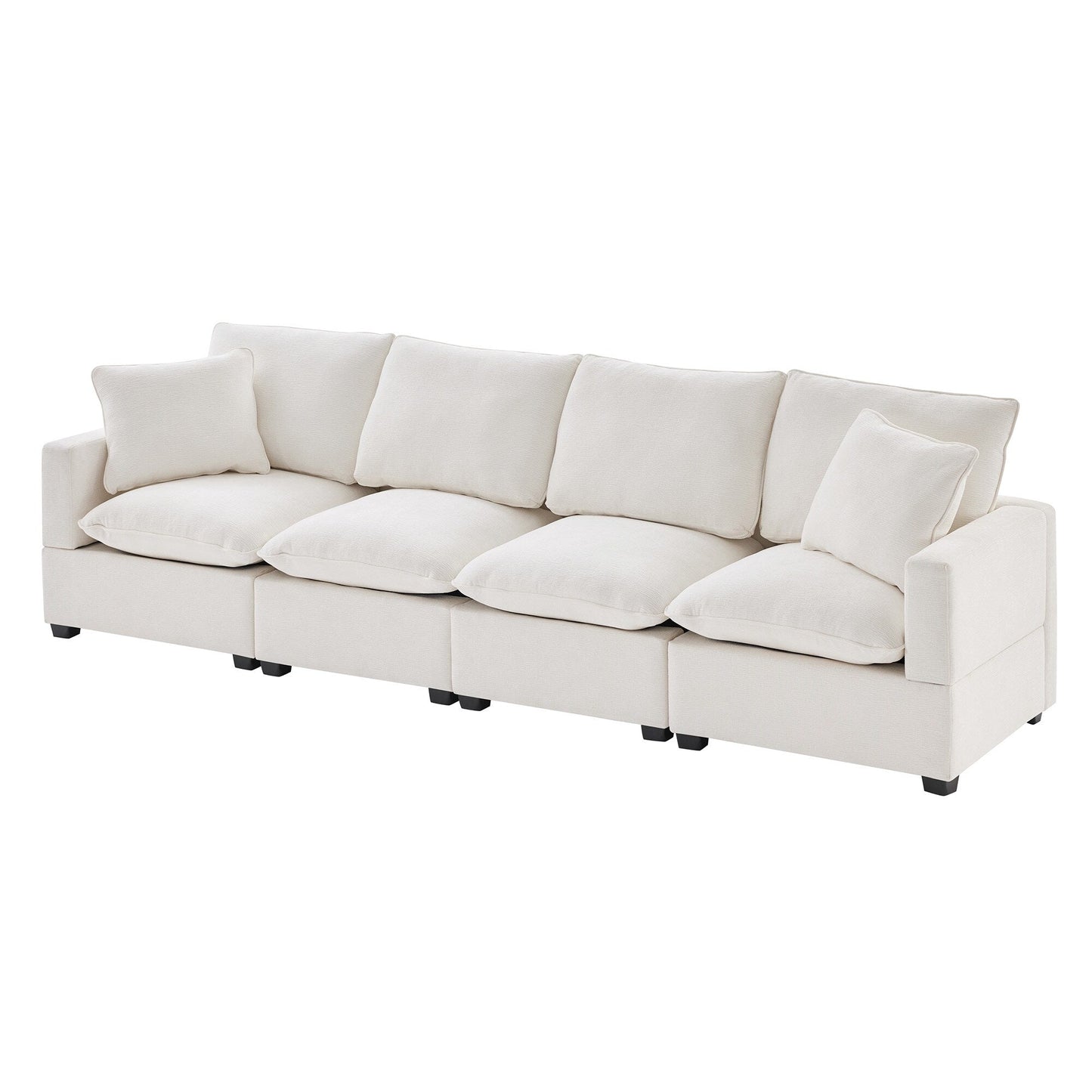 Modular Sofa, 4 Seat Chenille Sectional Couch Set With 2 Pillows Included, Freely Combinable