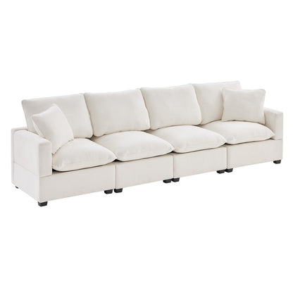 Modular Sofa, 4 Seat Chenille Sectional Couch Set With 2 Pillows Included, Freely Combinable