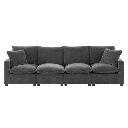 Modular Sofa, 4 Seat Chenille Sectional Couch Set With 2 Pillows Included, Freely Combinable