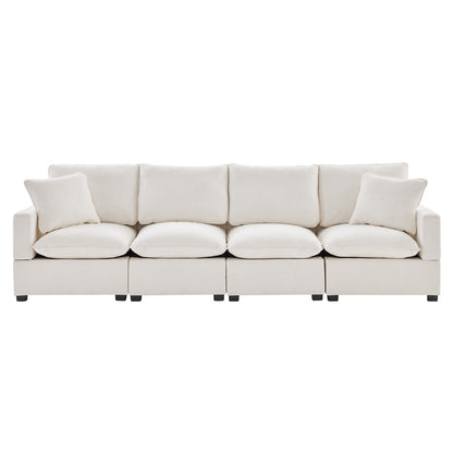 Modular Sofa, 4 Seat Chenille Sectional Couch Set With 2 Pillows Included, Freely Combinable