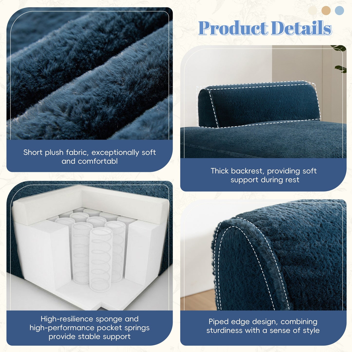 Modular Sofa,Fully Compressed,Spacious Foam-Filled Sofa Bed For Living Room,Elderly/Baby - Friendly Design