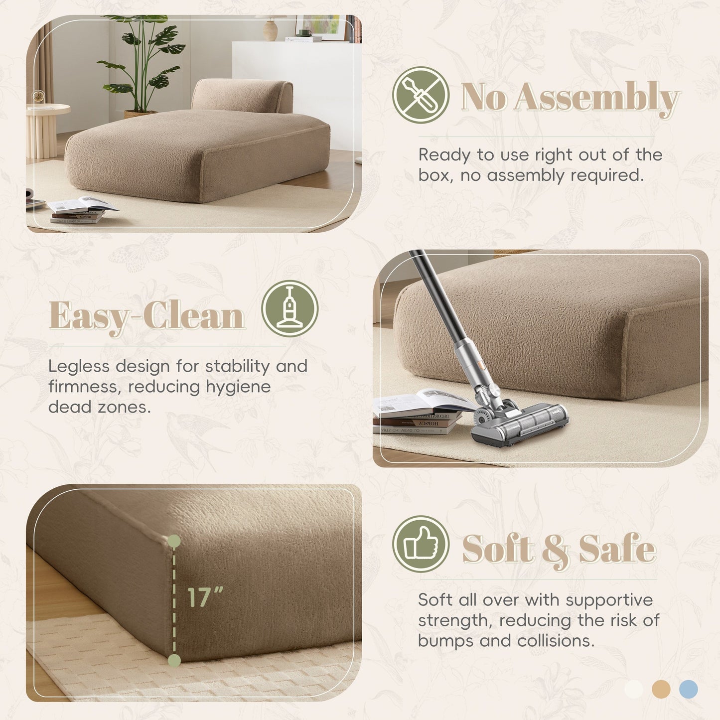Modular Sofa,Fully Compressed,Spacious Foam-Filled Sofa Bed For Living Room,Elderly/Baby - Friendly Design