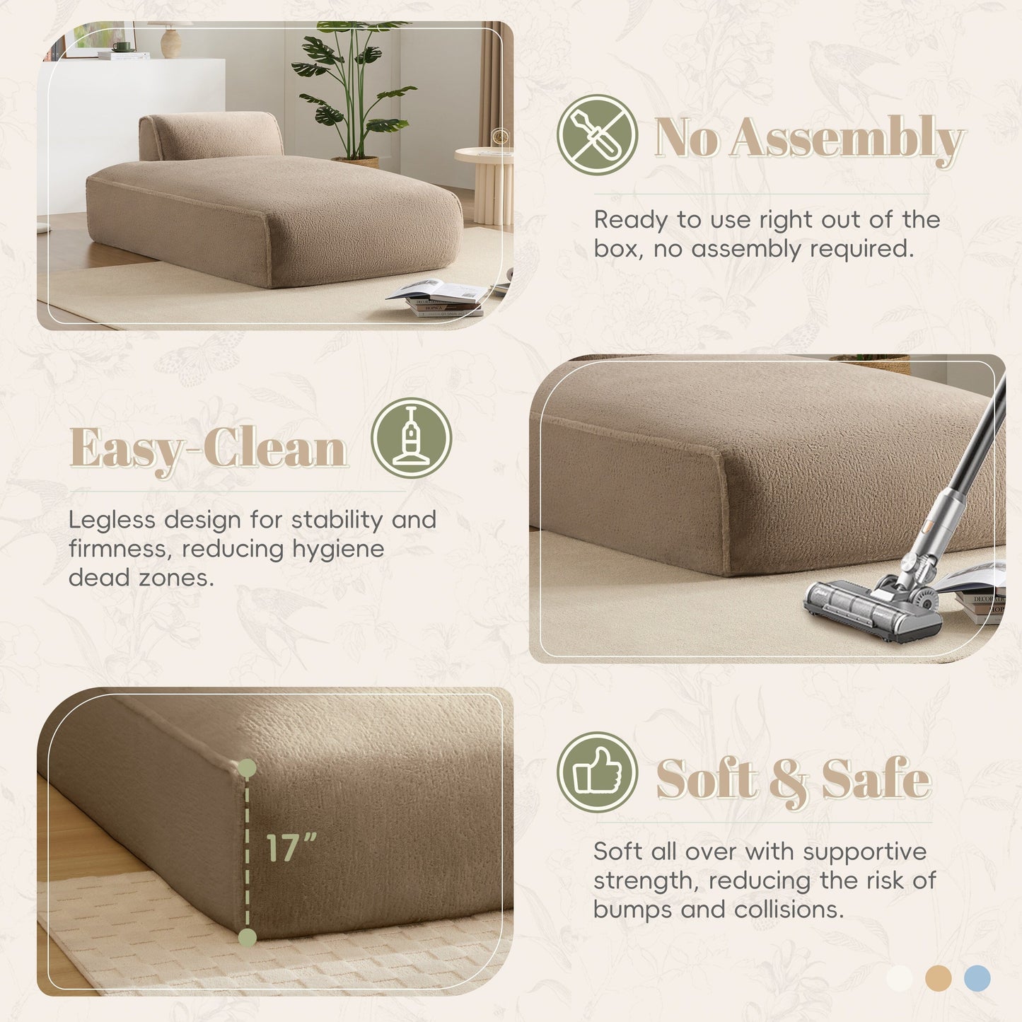 Modular Sofa,Fully Compressed,Spacious Foam-Filled Sofa Bed For Living Room,Elderly/Baby - Friendly Design